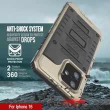 Load image into Gallery viewer, iPhone 16 Metal Extreme 3.0 Series Aluminum Waterproof Case IP68 W/Buillt in Screen Protector &amp; Kickstand [Gold]
