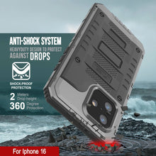 Load image into Gallery viewer, iPhone 16 Metal Extreme 3.0 Series Aluminum Waterproof Case IP68 W/Buillt in Screen Protector &amp; Kickstand [Silver]
