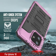 Load image into Gallery viewer, iPhone 16 Metal Extreme 3.0 Series Aluminum Waterproof Case IP68 W/Buillt in Screen Protector &amp; Kickstand [Pink]
