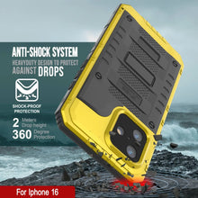 Load image into Gallery viewer, iPhone 16 Metal Extreme 3.0 Series Aluminum Waterproof Case IP68 W/Buillt in Screen Protector &amp; Kickstand [Yellow]
