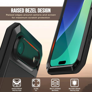 iPhone 17 Air Metal Case, Heavy Duty Military Grade Armor Cover [shock proof] Full Body Hard [Black]