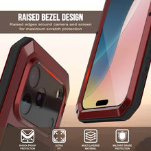 Load image into Gallery viewer, iPhone 17 Pro Max Metal Case, Heavy Duty Military Grade Armor Cover [shock proof] Full Body Hard [Red]
