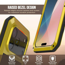 Load image into Gallery viewer, iPhone 17 Pro Max Metal Case, Heavy Duty Military Grade Armor Cover [shock proof] Full Body Hard [Yellow]
