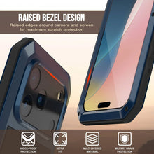 Load image into Gallery viewer, iPhone 17 Pro Max Metal Case, Heavy Duty Military Grade Armor Cover [shock proof] Full Body Hard [Blue]

