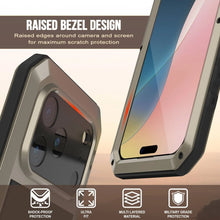 Load image into Gallery viewer, iPhone 17 Pro Metal Case, Heavy Duty Military Grade Armor Cover [shock proof] Full Body Hard [Gold]
