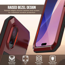 Load image into Gallery viewer, iPhone 17 Metal Case, Heavy Duty Military Grade Armor Cover [shock proof] Full Body Hard [Red]
