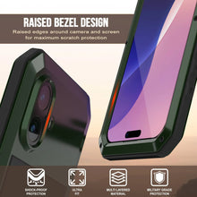 Load image into Gallery viewer, iPhone 17 Metal Case, Heavy Duty Military Grade Armor Cover [shock proof] Full Body Hard [Dark Green]
