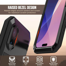 Load image into Gallery viewer, iPhone 17 Metal Case, Heavy Duty Military Grade Armor Cover [shock proof] Full Body Hard [Black]
