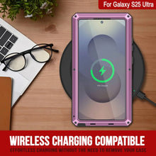 Load image into Gallery viewer, Galaxy S25 Ultra Metal Case, Heavy Duty Military Grade Armor Cover [shock proof] Full Body Hard [Pink]
