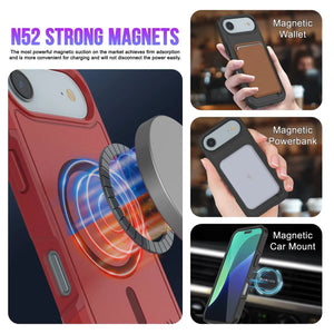 PunkCase iPhone 17 Air Case, [Spartan 2.0 Series] Clear Rugged Heavy Duty Cover W/Built in Screen Protector [red]