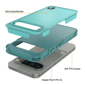 PunkCase Google Pixel 9 Pro XL Case, [Spartan 2.0 Series] Clear Rugged Heavy Duty Cover W/Built in Screen Protector [Blue]
