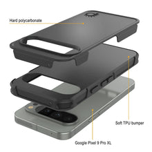 Load image into Gallery viewer, PunkCase Google Pixel 9 Pro XL Case, [Spartan 2.0 Series] Clear Rugged Heavy Duty Cover W/Built in Screen Protector [Black]
