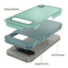 Load image into Gallery viewer, PunkCase Google Pixel 9 Pro Case, [Spartan 2.0 Series] Clear Rugged Heavy Duty Cover W/Built in Screen Protector [Teal]
