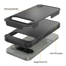 Load image into Gallery viewer, PunkCase Google Pixel 9 Pro Case, [Spartan 2.0 Series] Clear Rugged Heavy Duty Cover W/Built in Screen Protector [Black]
