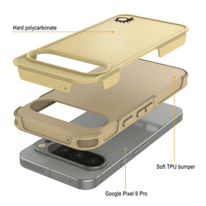 PunkCase Google Pixel 9 Pro Case, [Spartan 2.0 Series] Clear Rugged Heavy Duty Cover W/Built in Screen Protector [Yellow]