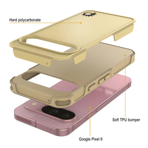 PunkCase Google Pixel 9 Case, [Spartan 2.0 Series] Clear Rugged Heavy Duty Cover W/Built in Screen Protector [Yellow]