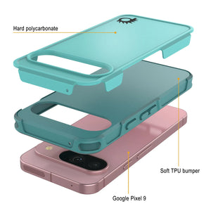PunkCase Google Pixel 9 Case, [Spartan 2.0 Series] Clear Rugged Heavy Duty Cover W/Built in Screen Protector [Blue]