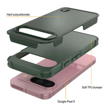 Load image into Gallery viewer, PunkCase Google Pixel 9 Case, [Spartan 2.0 Series] Clear Rugged Heavy Duty Cover W/Built in Screen Protector [Dark Green]
