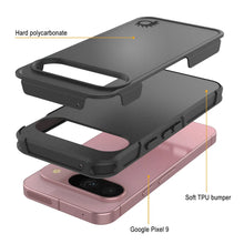 Load image into Gallery viewer, PunkCase Google Pixel 9 Case, [Spartan 2.0 Series] Clear Rugged Heavy Duty Cover W/Built in Screen Protector [Black]
