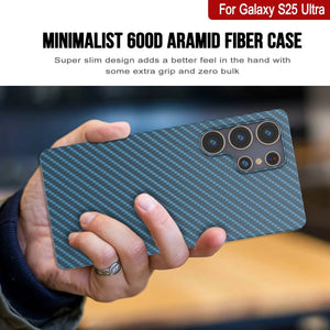 Punkcase Galaxy S25 Ultra Carbon Fiber Case [AramidShield Series] Ultra Slim & Light Kevlar [Blue]