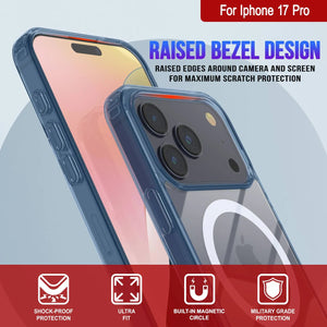 Punkcase iPhone 17 Pro Magnetic Wireless Charging Case [ClearMag Series][Navy]