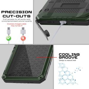 iPhone 16 Pro Metal Extreme 3.0 Series Aluminum Waterproof Case IP68 W/Buillt in Screen Protector & Kickstand [Dark Green]