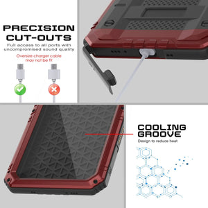 iPhone 16 Pro Metal Extreme 3.0 Series Aluminum Waterproof Case IP68 W/Buillt in Screen Protector & Kickstand [Red]