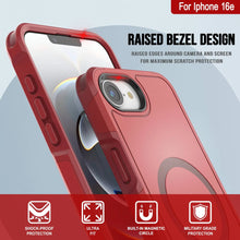 Load image into Gallery viewer, PunkCase iPhone 16e Case, [Spartan 2.0 Series] Clear Rugged Heavy Duty Cover W/Built in Screen Protector [red]
