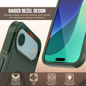 PunkCase iPhone 17 Air Case, [Spartan 2.0 Series] Clear Rugged Heavy Duty Cover W/Built in Screen Protector [dark green]