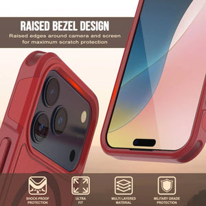 PunkCase iPhone 17 Pro Case, [Spartan 2.0 Series] Clear Rugged Heavy Duty Cover W/Built in Screen Protector [red]