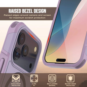 PunkCase iPhone 17 Pro Case, [Spartan 2.0 Series] Clear Rugged Heavy Duty Cover W/Built in Screen Protector [lilac]