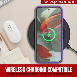 PunkCase Google Pixel 9 Pro XL Case, [Spartan 2.0 Series] Clear Rugged Heavy Duty Cover W/Built in Screen Protector [Purple]