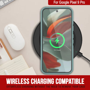 PunkCase Google Pixel 9 Pro Case, [Spartan 2.0 Series] Clear Rugged Heavy Duty Cover W/Built in Screen Protector [Teal]