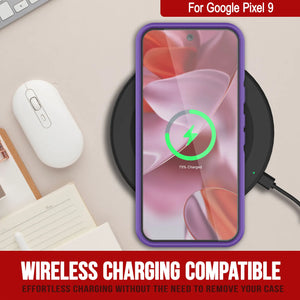 PunkCase Google Pixel 9 Case, [Spartan 2.0 Series] Clear Rugged Heavy Duty Cover W/Built in Screen Protector [Purple]