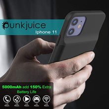 Load image into Gallery viewer, iPhone 11 Battery Case, PunkJuice 5000mAH Fast Charging Power Bank W/ Screen Protector | [Black]
