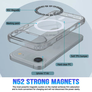 Punkcase iPhone 17 Air Magnetic Wireless Charging Case [ClearMag Series][Clear]