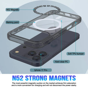 Punkcase iPhone 17 Pro Magnetic Wireless Charging Case [ClearMag Series][Black]