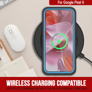 Google Pixel 9  Waterproof Case, Punkcase [Extreme Series] Armor Cover W/ Built In Screen Protector [Light Blue]