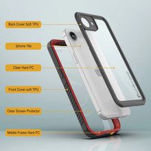 Load image into Gallery viewer, iPhone 16e Waterproof Case, Punkcase [Extreme Series] Armor Cover W/ Built In Screen Protector [Red]

