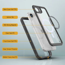 Load image into Gallery viewer, iPhone 16e  Waterproof Case, Punkcase [Extreme Mag Series] Armor Cover W/ Built In Screen Protector [Grey]
