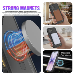 iPhone 17 Waterproof Case [Kickstud 2.0 Series] Protective IP68 Cover W/Screen Protector & Kickstand [Pink]