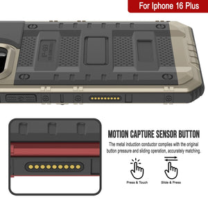 iPhone 16 Plus Metal Extreme 3.0 Series Aluminum Waterproof Case IP68 W/Buillt in Screen Protector & Kickstand [Gold]