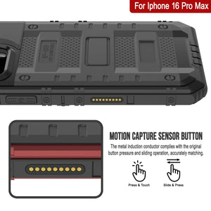 iPhone 16 Pro Max Metal Extreme 3.0 Series Aluminum Waterproof Case IP68 W/Buillt in Screen Protector & Kickstand [Black]
