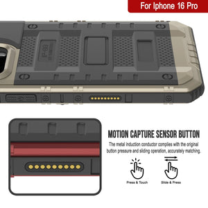 iPhone 16 Pro Metal Extreme 3.0 Series Aluminum Waterproof Case IP68 W/Buillt in Screen Protector & Kickstand [Gold]
