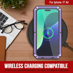 iPhone 17 Air Metal Case, Heavy Duty Military Grade Armor Cover [shock proof] Full Body Hard [Purple]