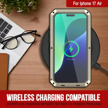 Load image into Gallery viewer, iPhone 17 Air Metal Case, Heavy Duty Military Grade Armor Cover [shock proof] Full Body Hard [Gold]
