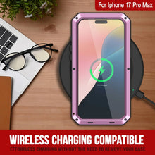 Load image into Gallery viewer, iPhone 17 Pro Max Metal Case, Heavy Duty Military Grade Armor Cover [shock proof] Full Body Hard [Pink]

