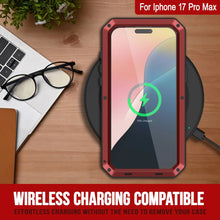 Load image into Gallery viewer, iPhone 17 Pro Max Metal Case, Heavy Duty Military Grade Armor Cover [shock proof] Full Body Hard [Red]
