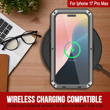 Load image into Gallery viewer, iPhone 17 Pro Max Metal Case, Heavy Duty Military Grade Armor Cover [shock proof] Full Body Hard [Silver]

