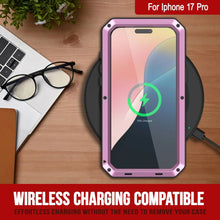 Load image into Gallery viewer, iPhone 17 Pro Metal Case, Heavy Duty Military Grade Armor Cover [shock proof] Full Body Hard [Pink]
